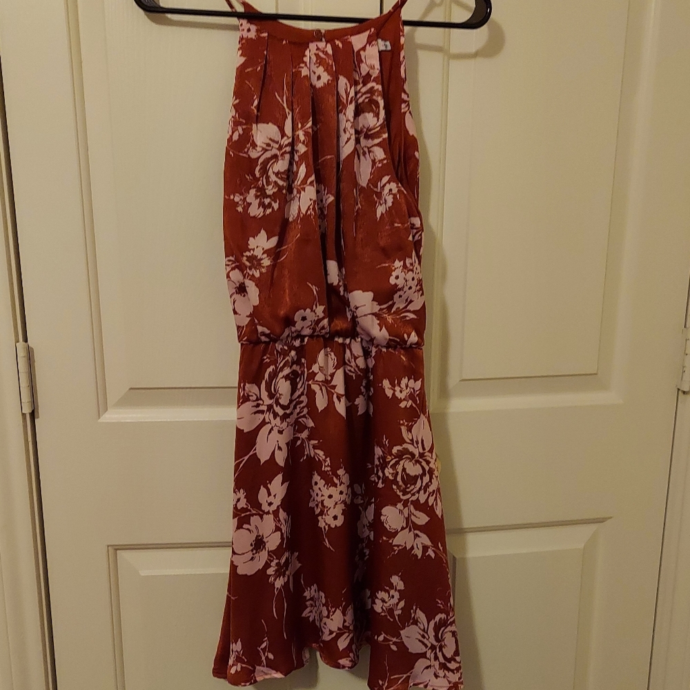 Floral Dress, Size M, Rust Color